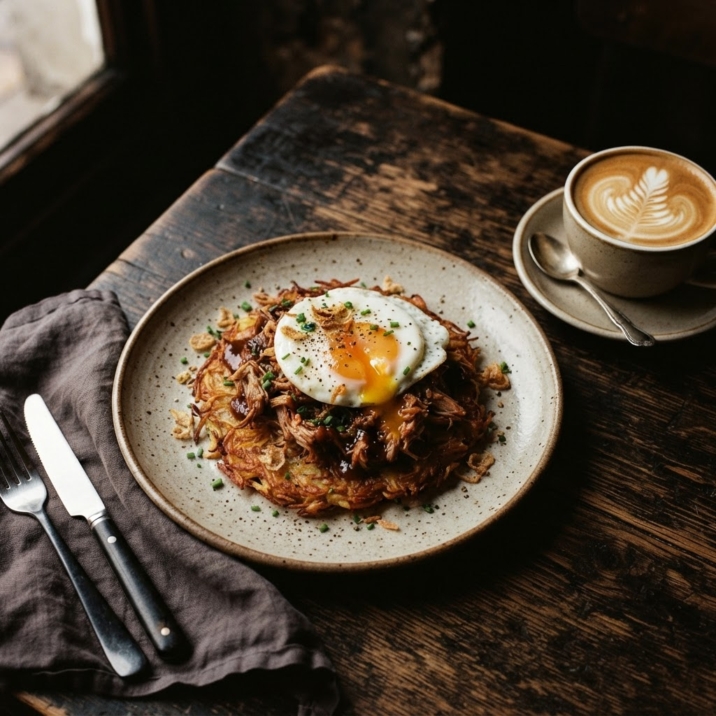 Signature Brunch-Teller mit Rösti und Spiegelei
